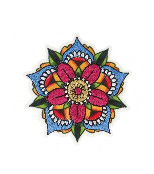 Set of 3 iron-on flower tattoo badges 5.5x5.5cm