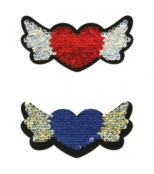 Toppe termoadesive glitter reversibili 9x4 cm cuore