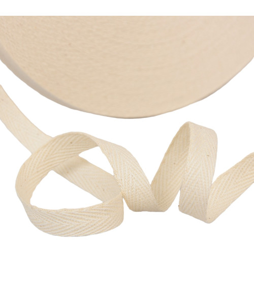 Spool of 50 meters of 11mm unbleached cotton twill