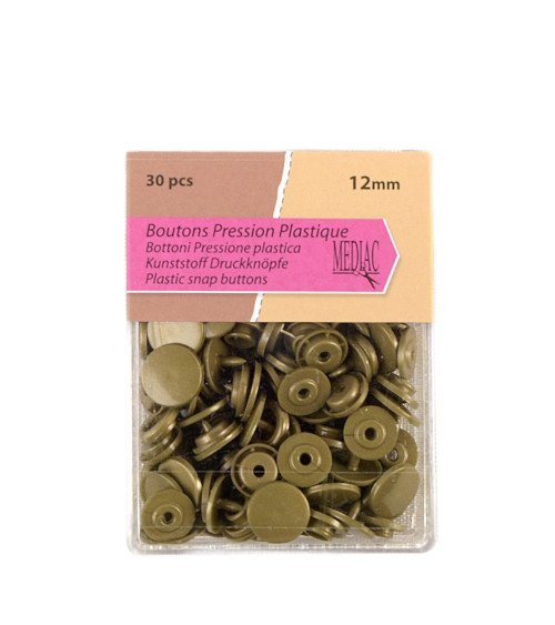 Set di 30 bottoni automatici 100% plastica color bronzo