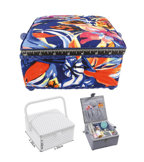 Small square sewing box L20xH11cm summer cheer