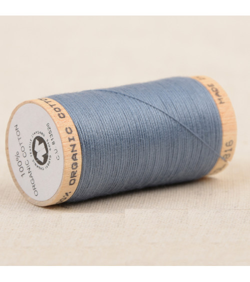 100% organic cotton thread spool 275m mineral blue