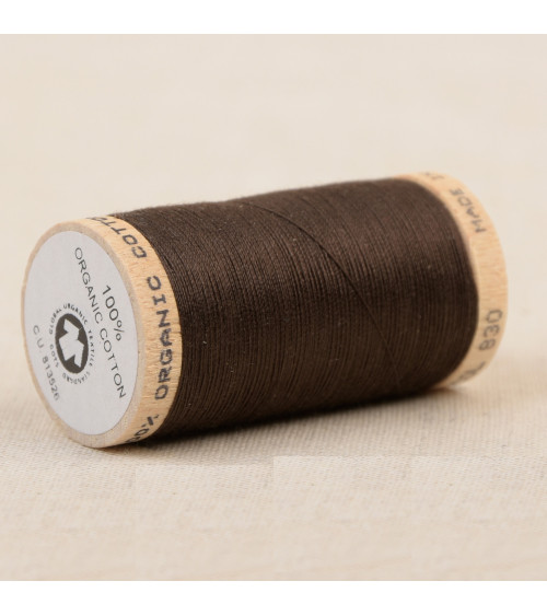 100% organic cotton thread spool 275m dark brown