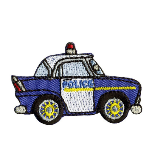 Iron-on police car badge