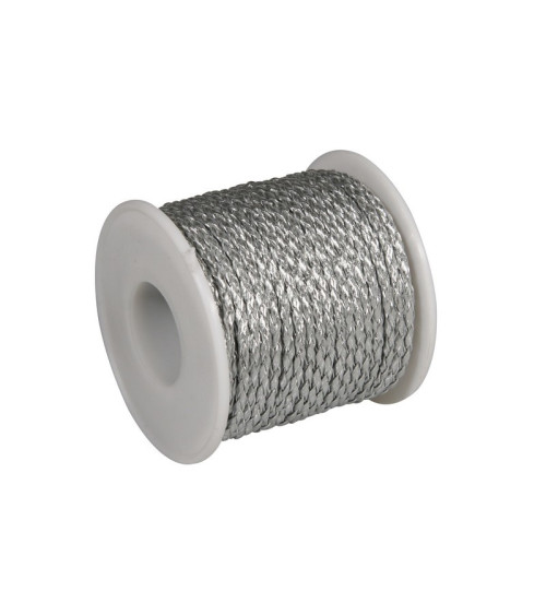 19m spool of braided cord, 3mm silver leatherette look