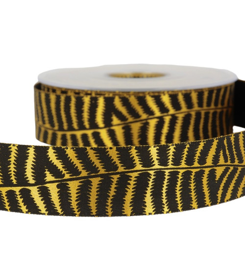 20m reel of yellow zebra ribbon