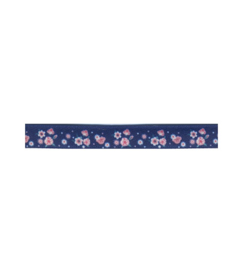 25m spool of 10mm navy blue flower ribbon