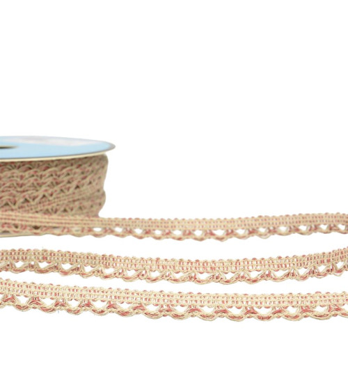 Bobina da 25 m Treccia di pizzo 10 mm Rosa Antico