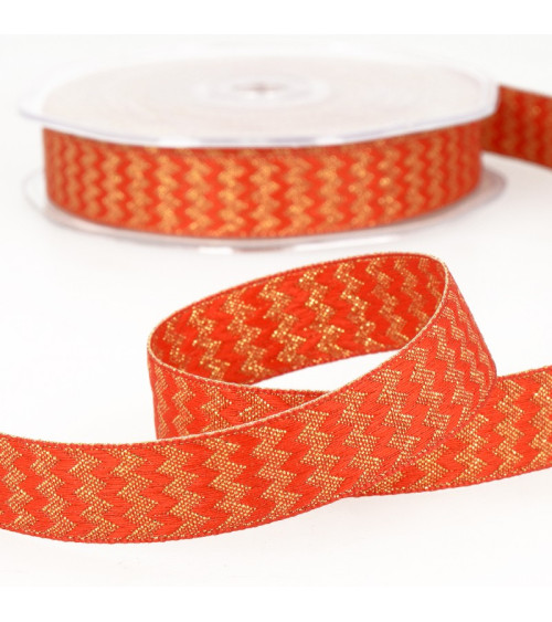 Red metal zigzag ribbon reel