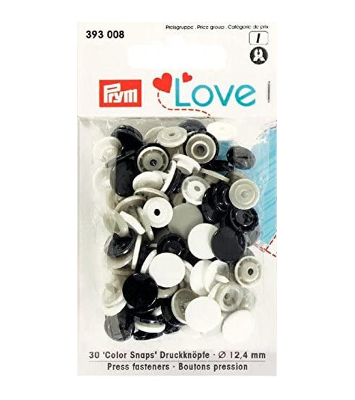 Prym Love Bottoni automatici in plastica 12,4 mm blu navy/grigio/bianco