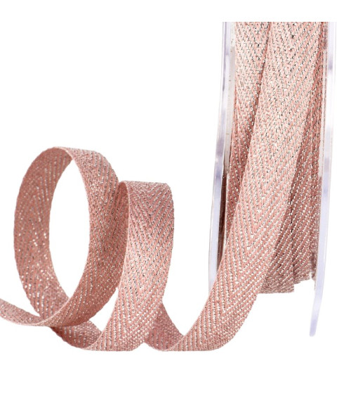 15m reel of Light Pink metal chevron ribbon