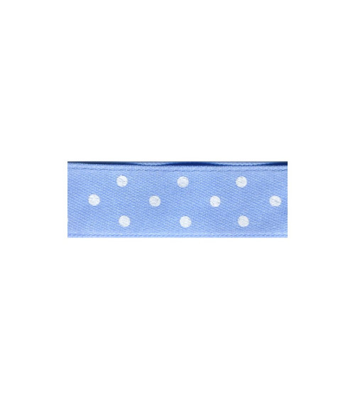 25m Floppy Disk Light Blue Polka Dot Double Sided Ribbon