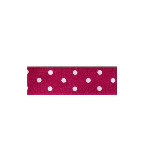 25m diskette double-sided raspberry polka dot ribbon