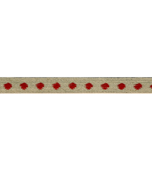 25m reel of brown red polka dot linen braid 11mm