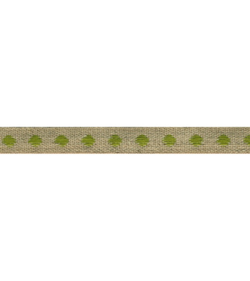 Spool of 25m brown braid with green polka dots in 11mm linen