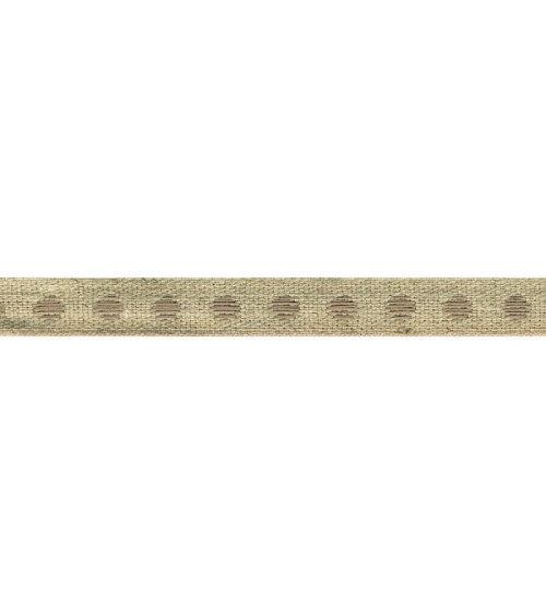 25m reel of brown, beige polka dots, linen braid 11mm