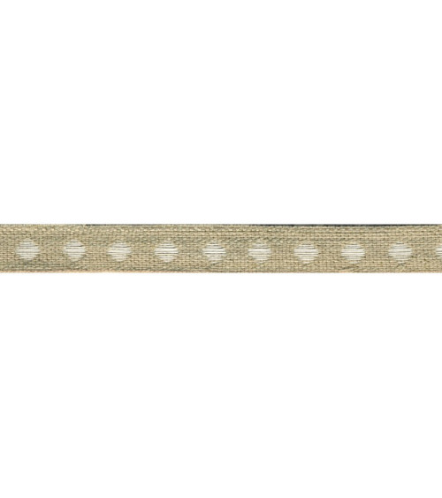 Bobina da 25 m di treccia di lino marrone a pois bianchi da 11 mm