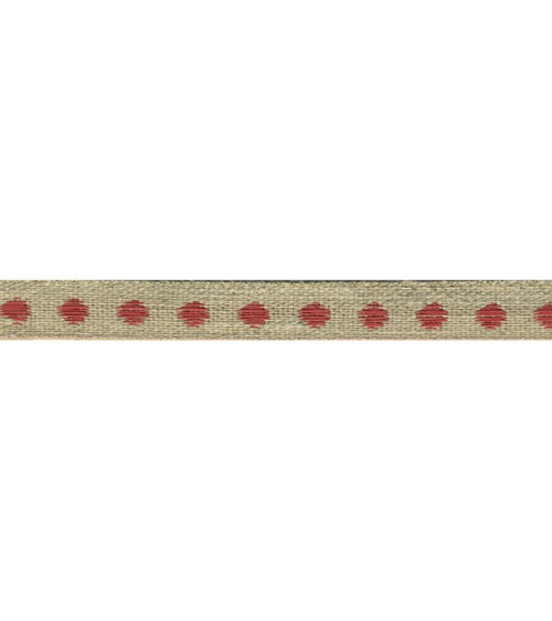 Bobina de 25m de trenza de lino de lunares rosa marrón 11mm