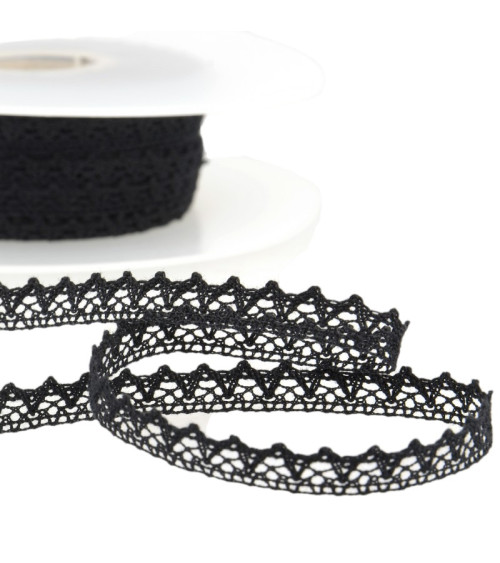 Bobbin 30m Lace 100% cotton 8mm black