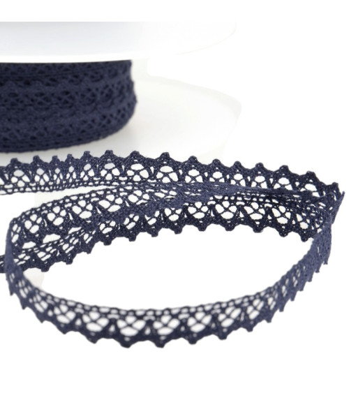 30m spool of 100% cotton lace 8mm navy