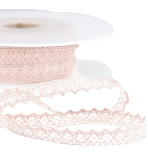 Bobbin 30m Lace 100% cotton 8mm light pink