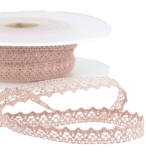 Bobbin 30m Lace 100% cotton 8mm old pink