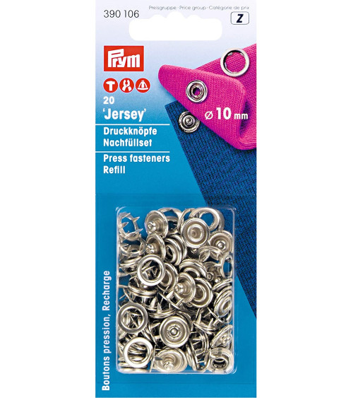 Prym Jersey-Druckknöpfe, werkzeuglose Nachfüllungen, 10 mm