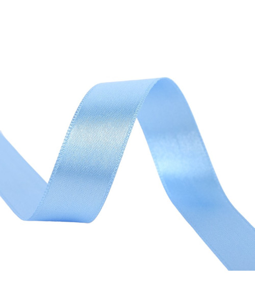 25m spool of double-sided satin ribbon Light blue