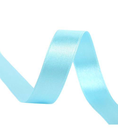 25m spool of double-sided satin ribbon, water blue