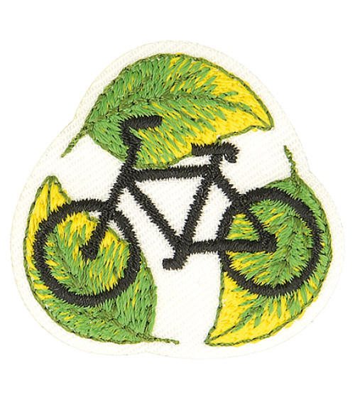 Eco-friendly iron-on patch organic fabric bike 7cm x 5cm