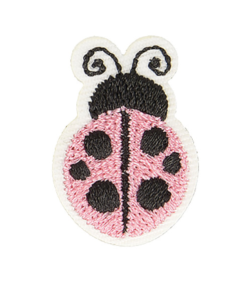 Pink ladybug iron-on patch 2.5cm x 2cm