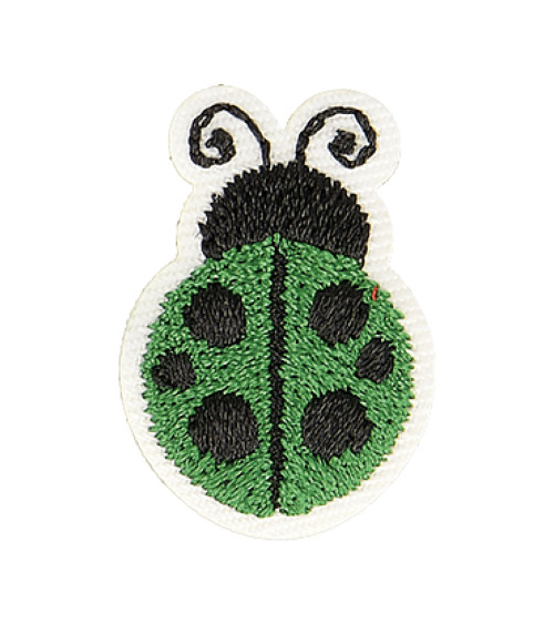 Green ladybug iron-on patch 2.5cm x 2cm