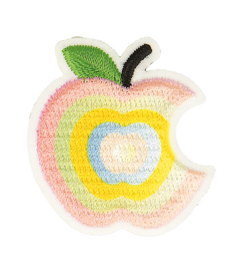 Bitten apple iron-on badge, pink gradient, 3cm x 3cm