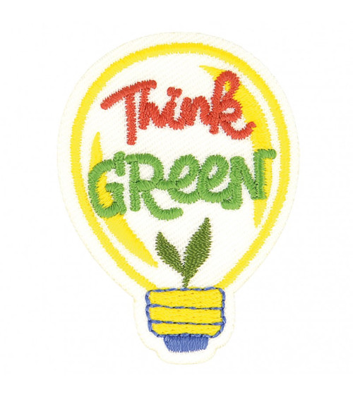 Think green eco-friendly iron-on patch made of organic fabric 7cm x 5cm