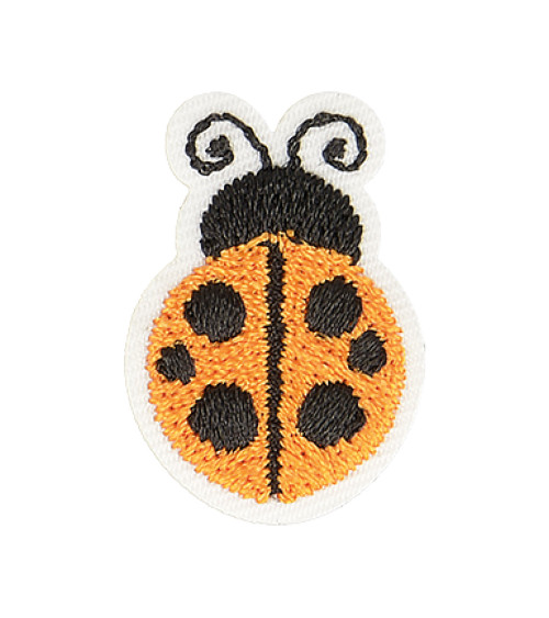 Orange ladybug iron-on patch 2.5cm x 2cm