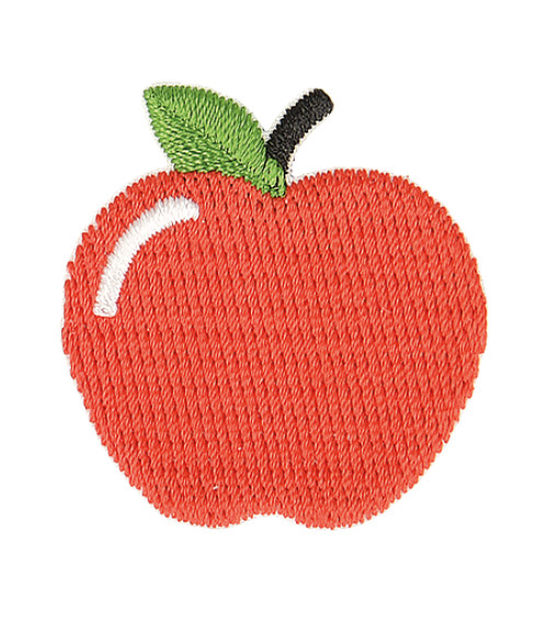 Red apple iron-on badge 3cm x 2.5cm