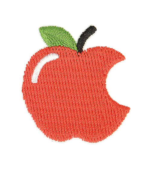 Red bitten apple iron-on badge 3cm x 3cm