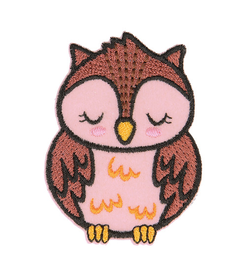 Set of 3 iron-on patches sleeping animal organic fabric owl 5cm x 4cm