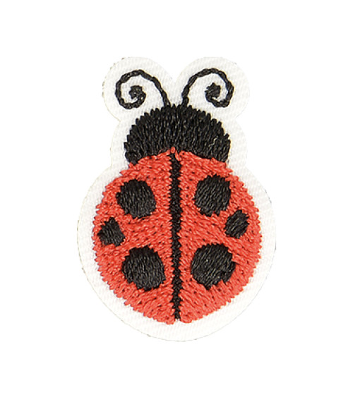 Set of 3 red/black ladybug iron-on patches 2.5cm x 2cm