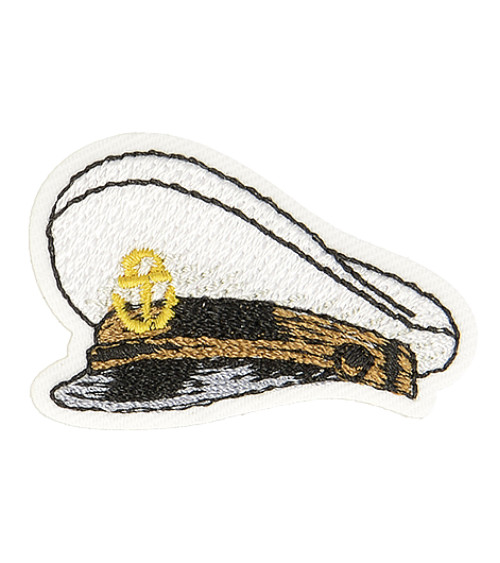 Set of 3 iron-on sailor captain hat badges 3cm x 2.5cm