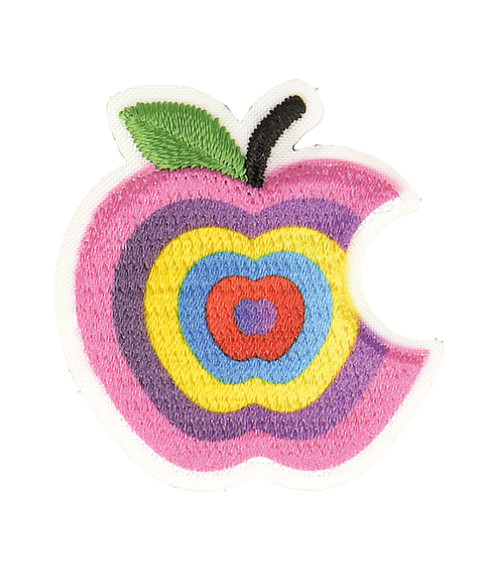 Set of 3 iron-on badges bitten apple fuchsia gradient 3cm x 3cm