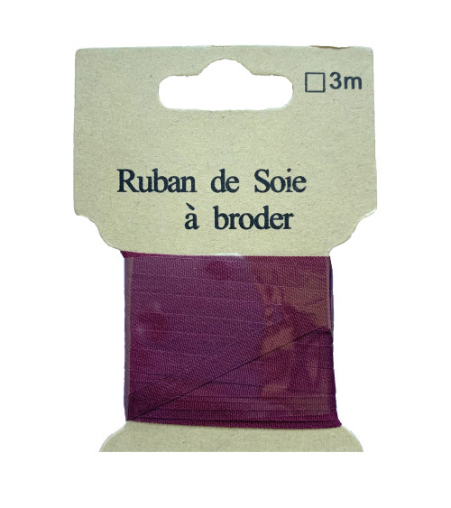 4mm Silk Ribbon for Embroidery, 3 Meters, Wine Lees