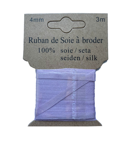 Cinta de seda para bordar 4mm de 3 metros Malva