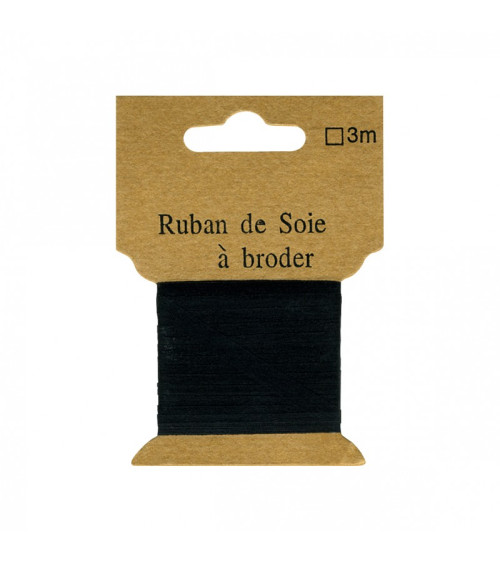 Cinta de seda para bordar 4mm de 3 metros Negro