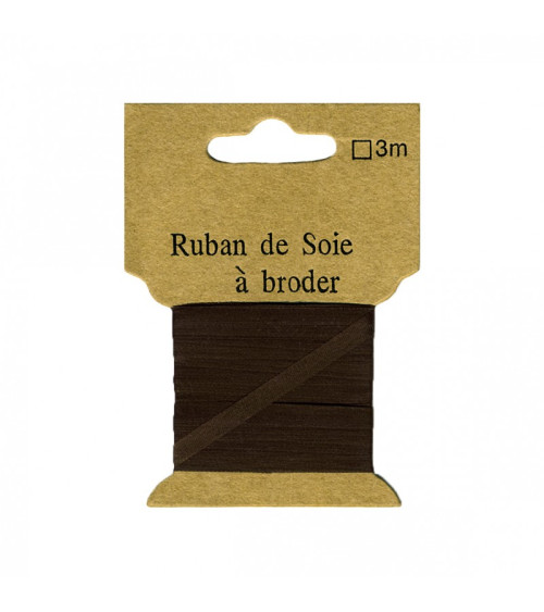 4mm Silk Ribbon for Embroidery 3 Meters Brown