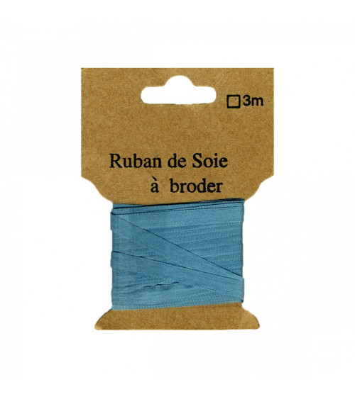 4mm silk ribbon for embroidery, 3 meters, duck blue