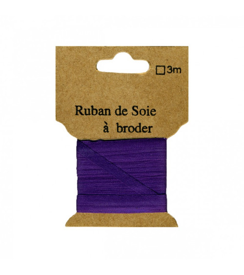 7mm silk ribbon for embroidery, 3 meters, Violine