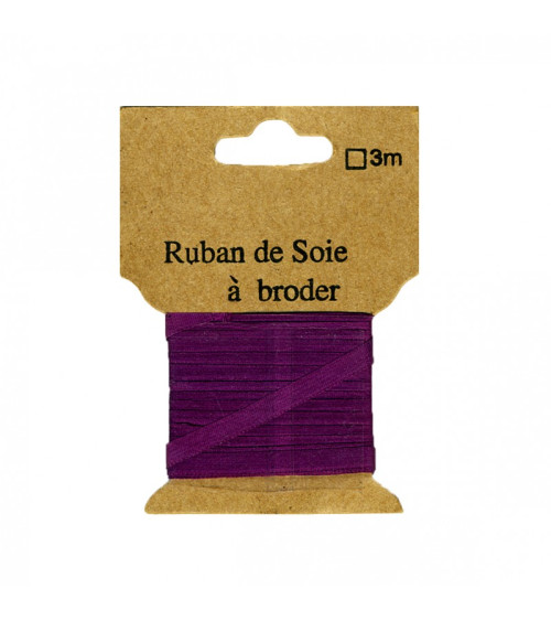 7mm Silk Ribbon for Embroidery, 3 Meters, Plum