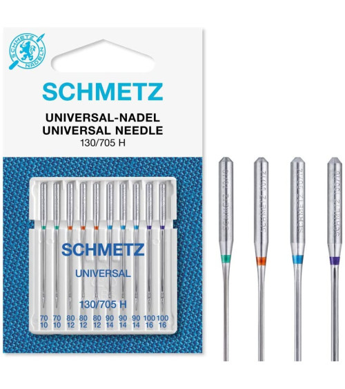 10 agujas universales Schmetz 130/705 H tamaño 70-90