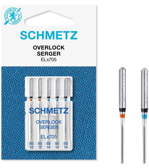 5 Schmetz Overlock ELx705 overlock needles size 80-90